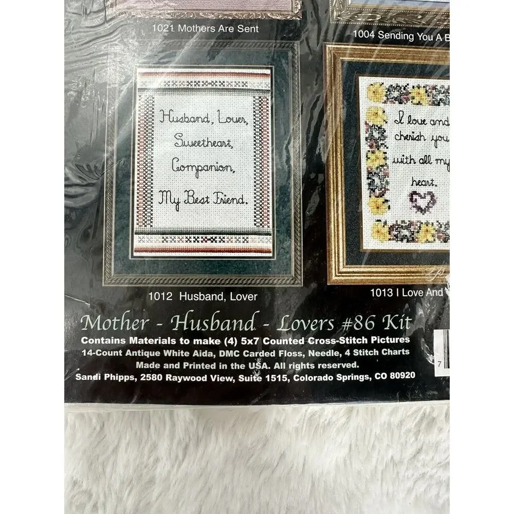 Vintage Sandi Phipps Mother Husband Lovers #86 Counted Cross Stitch Kit 4 Design